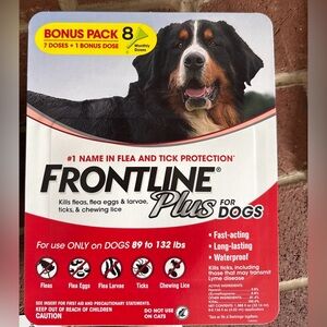 NEW Frontline Plus Dogs Flea & Tick Treatment for XL Dogs 89-132 lb, 8 Doses